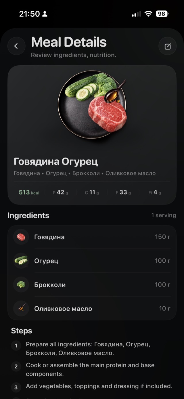 Meal details
